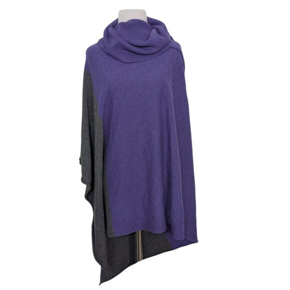McCulleys 100% Cashmere Cape Womens One Size Purple Gray Knit Asymmetrical - Picture 1 of 10